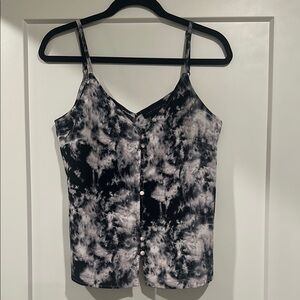 Sanctuary Black and Gray/Pinkish Tie-Dye Top